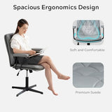 EYYTHUNG Home Desk Chair No Wheels with Arms Crossleg Stationary