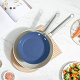 MsMk 5-Piece Ceramic Non Stick Pans Set 8, 10, 12 Inch Frying Pans, 10inch and 12 Inch with Tempered Glass Lids, Stay-Cool Handles