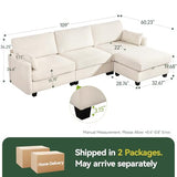 109 Inch Modular Sectional Sofa, L Shaped Couch with Storage Ottoman, Beige