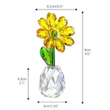 H&D Crystal Sunflower Figurine Ornament Glass Flowers Paperweight Lady Gift Birthday Party Table Decor
