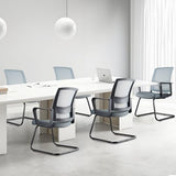 CLATINA Office Guest Chair with Lumbar Support and Mid Back Mesh Space Air Grid Series for Reception Conference Room Gray
