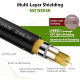 AA AUDIO ACCESSORY Pro Series Guitar Cable 10 ft, 18 AWG 99.99% OFC, Gold-Plated Connector, Low Capacitance Kevlar-Reinforced Straight 1/4 Inch Instrument Cable for Fender Electric Guitar Amp Mogami