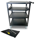 AxcessAbles Computer Cart on Wheels 400LB Capacity, Metal AV Equipment Utility Workstation