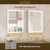 TETOTE 48 x 32 Lighted Bathroom Medicine Cabinet with Adjustable Shelves, Silver Aluminum Cabinet, Anti-Fog