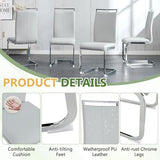 MEMUY 79" Modern Dining Table Set for 8,White Dining Room Table with 8 Light Grey PU Chairs