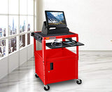 Steel AV Cart with Adjustable Height, Storage Cabinet and Keyboard Pullout Tray