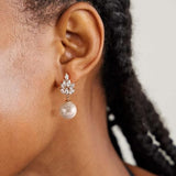 YOIHUR Pearl Earrings for Women, 14K Gold Plated Pearl Drop Dangle Earrings Zircon Stud Earrings Trendy Hypoallergenic Wedding Gold Hoop Earrings Bridesmaid Jewelry Gift