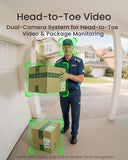 Camera Wireless Video Doorbell — Head-to-Toe View, 2K FHD Battery Doorbell with Local Storage No Monthly Fee, Package Detection, 5Ghz WiFi,