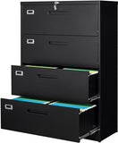 File Cabinet with Lock, 4 Drawer Large Metal Filing Cabinet,Home Office Lockable Storage Cabinet for Hanging Files