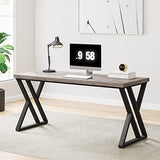 Tribesigns Writing Computer Desk, 55 inch Heavy Duty Study Desk with Z-Shaped Metal Leg, Modern Simple Home Office Computer Desk, Grey