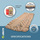 Klymit Insulated Static V Luxe SL Inflatable Sleeping Pad for Camping, Lightweight Hiking and Backpacking Air Bed for Cold Weather, 3.5 Inch Thick