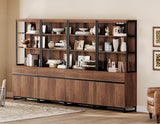 WAMPAT 4 PCS Modern 72" Tall Bookshelf with Metal Base and Adjustable Shelves, Library Bookcase