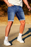 GINGTTO Shorts for Men Casual Skinny Slim Fit Jeans Shorts for Mens Denim Shorts 36