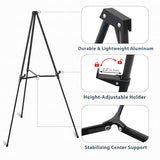 Adjustable Easel Stand for Sign, Portable Black Floor Standing Easels for Artwork, Painting