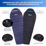 QEZER Down Mummy Sleeping Bag for Adults, 32°F to 10°F Lightweight Compact for Camping Backpacking Hiking, 4 Season Outdoor Sleeping Bag with 600 Fill Power Down