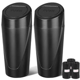Kincown Car Trash Can, 2 Packs Mini Car Trash Bin with Lid, Leakproof Cup Holder Car Garbage Can with 60 Trash Bags, Vehicle Front Back Seat Organizers and Storage for Car, Home, Office, Black