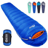 QEZER Down Mummy Sleeping Bag for Adults, 18°F to -11°F Cold Weather Winter Lightweight Compact for Camping Backpacking Hiking, Snow Camping Sleeping Bag with 600 Fill Power Down
