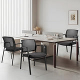 Mesh Back Stacking Arm Chairs with Upholstered Fabric Seat and Ergonomic Lumber Support for Office School Church Guest
