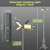 Clemas Telescopic Camping Lights with Remote Control,14000 mAh Rechargeable,6000LM Led Lanterns with Memory Function, Dimmable Magnetic Job Work Light,Tent Lamp,Portable Power Supply IPX5 (Space Gray)
