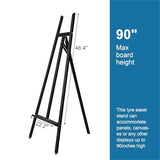 Frame Wooden Display Easel - Adjustable Lyre Beechwood Studio Easel Stand Holding Canvas Up to 90", Inclinable