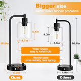 Table Lamp with USB A+C Ports and Outlet, Fully Stepless Dimmable Modern Nightstand Lamp
