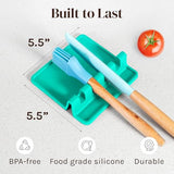 Cooler Kitchen Aqua Green Silicone Spoon Rest for Stove Top with Drip Pad (Two Pack) - Heat-Resistant, BPA-Free Utensil Rest & Spoon Holder for Kitchen Counter - Grill Utensil Holder for Spatulas