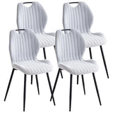 Lecafur HL Boucle Dining Chair with Built-in Handle Metal Legs, Grey