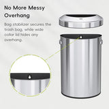 Urban 16 Gallon Semi-Round Open Top Waste Bin, Stainless Steel Half Round Commercial Trash Can for Indoor and Outdoor