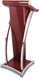 Curved Metal Lectern - Floor nding Podium for Office, School, Church - inless Steel Pulpit for Conferences - Sk Black Design for Professal Presentats