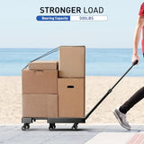 500 LB Heavy Duty Luggage Cart, Utility Dolly Platform Cart with 6 Wheels & 2 Elastic Ropes for Luggage