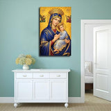 Our Lady of Perpetual Help Virgin Mary Canvas Wall Art, Traditional Byzantine Icon Mother of God And Christ Child Oil Painting Poster, Catholic Religious Spiritual Pictures for Living Room 24x36inch(