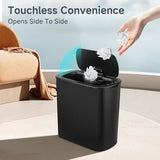 TIPGO Automatic Motion Sensor Bathroom Trash Can with Lid, 2.6 Gallon Touchless Trash Bin (Black)