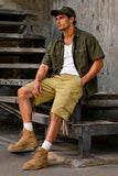 Heyfanee Mens Cargo Jean Shorts Relaxed Fit Bermuda Jorts Men Knee Length Baggy Denim Shorts for Men Khaki 28
