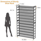 NEYCIL Large Shoe Rack 12 Tier Shoe Organizer, Heavy Duty Metal 6-Tier Stackable Shoe Storage Vertical Shoe Rack for Closet Front Door Entrance, Up to 75 Pairs, 44.8" W x 11.4" D x 85.1" H, Black