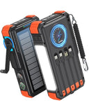 BLAVOR Solar Power Bank with Hand Crank and 4 Cables, 20000mAh Wireless Portable Charger with USB C & Camping Light, 20W Fast Charging Battery Pack for iPhone, iPad, Samsung, All Mobile Phones
