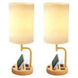Dreamholder Table Lamp with 3 USB Charging Ports, Modern Desk Lamp with AC Outlet and Phone Stands, Perfect Bedside Lamp for Bedroom, Living Room, Office (Pack of 2)