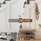 YQJJGL Coat Rack with Shoe Storage,Shoe Rack whit 8 Hook for Offices、Bedroom、Living Room,Small Shoe Bench,Natural