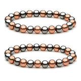 Woman Copper Bracelets Hematite Magnet Bracelet for Woman Man, Womens Copper Bracelets for Pain Relief, Valentine's Day Aniversary Gift Health Gift for Family Pulsera Magnetica Hombre For Mom, 2 Pack