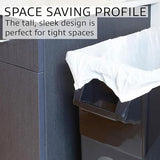 United Solutions Highboy Waste Container, 23 Gallon, Space Saving Slim Profile and Easy Trash Bag Removal, 4-Pack, Black.