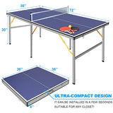 GarveeLife Professional Outdoor Table Tennis Tables,6x3 ft Indoor/Outdoor Portable Ping Pong Table Game with Net for Adults/Teens,2 Table Tennis Paddles and 3 Balls