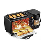 Breakfast Station with Coffee Maker, 1250W Electric 9L Non-Stick Toaster Oven with Frying Pan, Multi-Function Sandwich Maker for Eggs, Bacon, Sausages