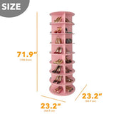 SpaceAid 8 Tier Rotating Shoe Rack Tower, Spinning Shoe Display Lazy Susan, Revolving 360 Shoe Rack Storage Round Carousel, Vertical Handbag Rotate Shoes Closet Organization (8-Tier Pink)