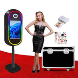 Aookely Oval Magic Mirror Photo Booth Machine with Printer Included and Flight Case