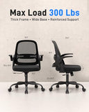 Ergonomic Mesh Office Chair for Home Office, Flip-Up Arms, Breathable Mesh Back & Thick Seat Cushion, Swivel Rolling