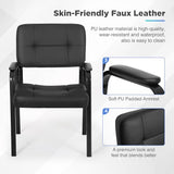 BestOffice Office Guest Chairs Set of 2 Reception Chairs Conference Chairs with Arms Lumbar Support Stack Cushion Seat  (Black)