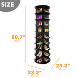 SpaceAid 9 Tier Rotating Shoe Rack Tower, Spinning Shoe Display Lazy Susan, Revolving 360 Shoe Rack Storage Round Carousel, Vertical Handbag Rotate Shoes Closet Organization (9-Tier Black)