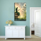 Aosarocc Fairy Reading on Old Books Wall Art, Enchanted Dandelion Fantasy Poster, Magical Woodland Girl Canvas Print for Living Room Decor 20x30inch(50x75cm) Frame-style