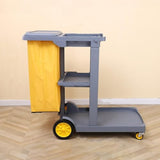 Durable 3-Tier Janitorial Cart with Wheels, Hotel Housekeeping Trolley, Rolling Service Cart for Hospitals & Businesses