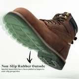 TOUGHSTEPS Steel Toe Work Boots for Men Non Slip Comfortable 6" Leather Rubber Safety Industrial & Construction Workboots 11.5 Brown