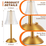Liliful 30 Pcs Cordless Table Lamp Rechargeable Touch LED Small Gold Portable Battery Operated USB-c Desk Lamp